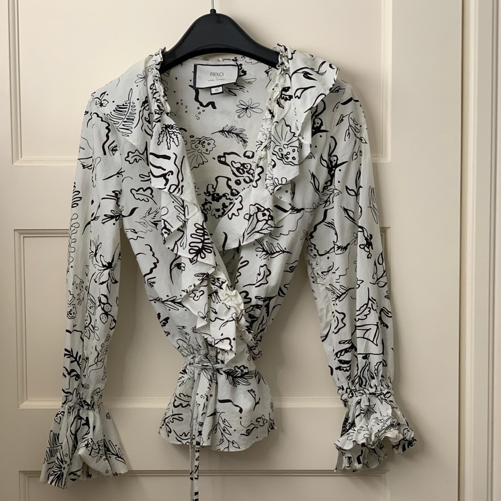 RIXO + Laura Jackson Roisin cotton wrap top